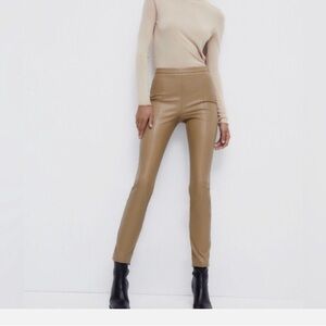 Zara Light brown faux leather pants